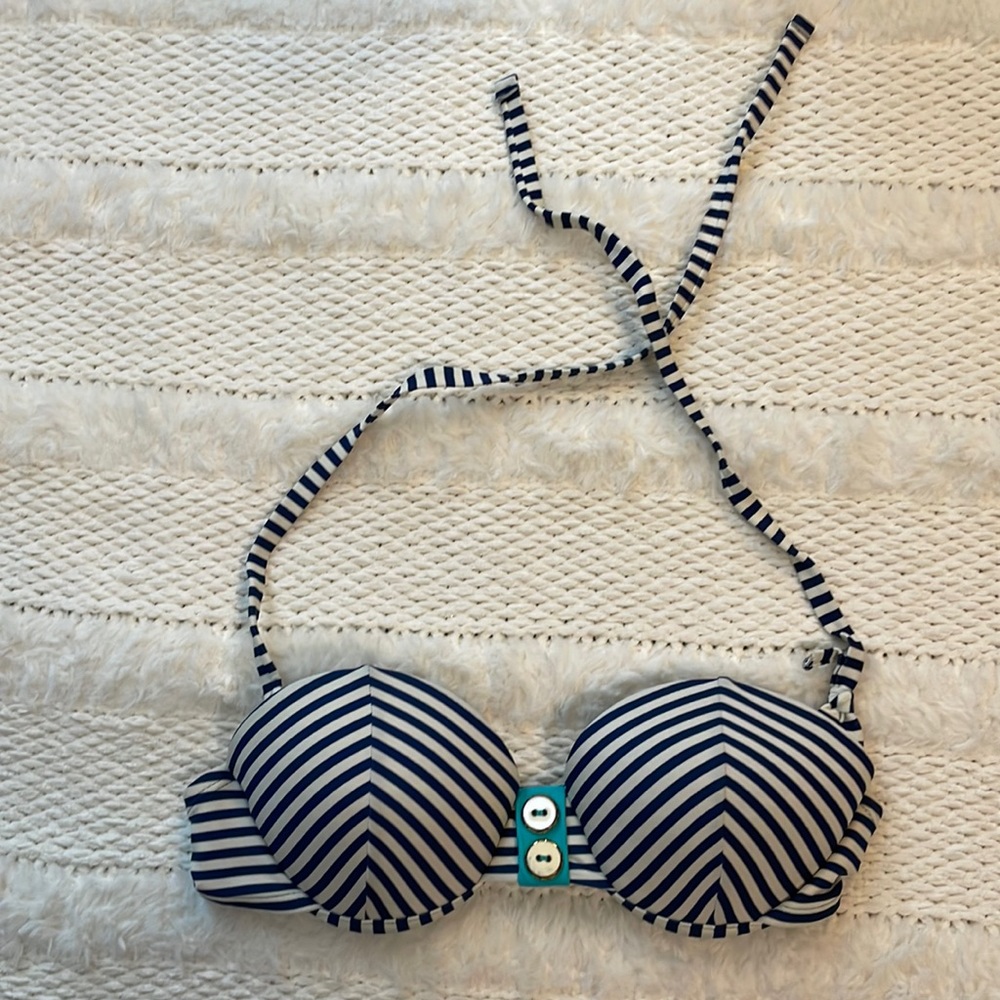 Bikini top swimsuit blue white striped